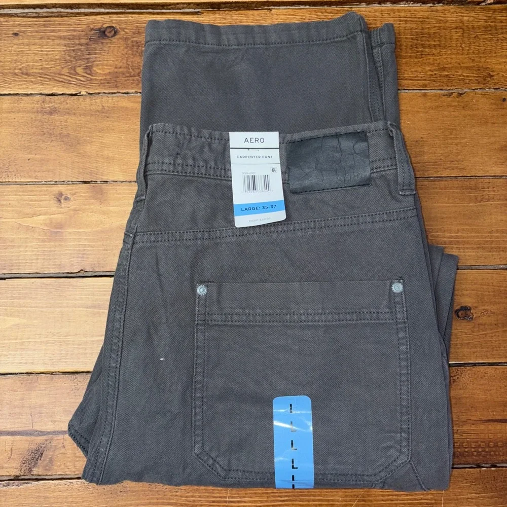 Aeropostale Carpenter Pant Mens Large Gray Cotton Canvas Utility Workwear NEW
